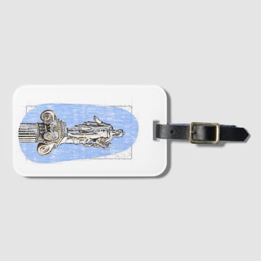 Waterverf schets van het standbeeld van Apollon Bagagelabel (Voorkant (horizontaal))