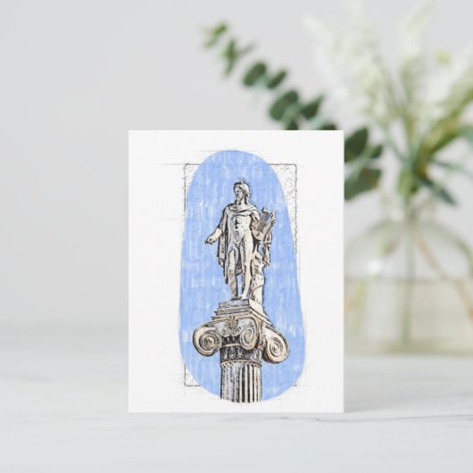 Waterverf schets van het standbeeld van Apollon Briefkaart (Staand voorkant)