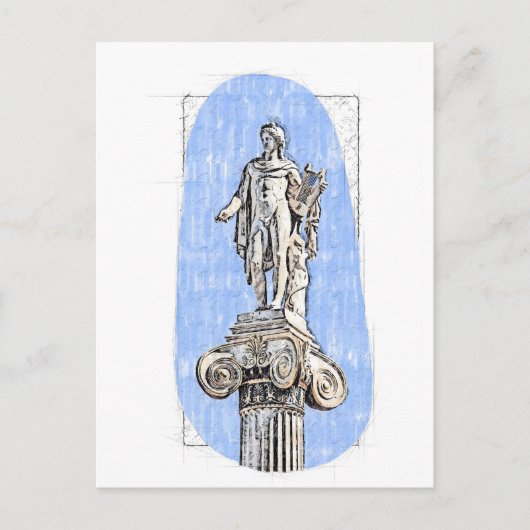 Waterverf schets van het standbeeld van Apollon Briefkaart (Voorkant)