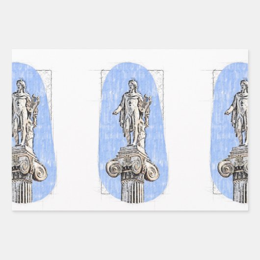 Waterverf schets van het standbeeld van Apollon Inpakpapier Vel (Voorkant 2)