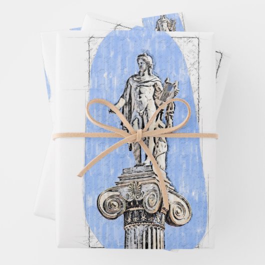 Waterverf schets van het standbeeld van Apollon Inpakpapier Vel (In situ)