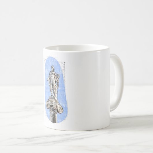 Waterverf schets van het standbeeld van Apollon Koffiemok (Voorkant rechts)