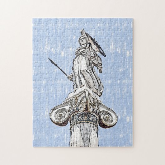 Waterverf Schets van het standbeeld van Athena Legpuzzel (Verticaal)