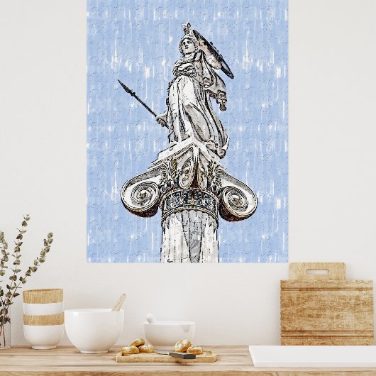 Waterverf schets van het standbeeld van Athena Poster (Keuken)