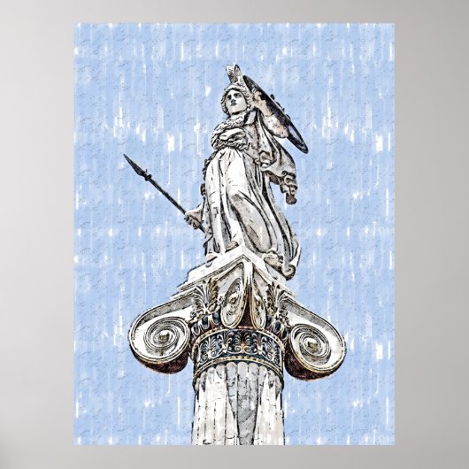 Waterverf schets van het standbeeld van Athena Poster (Voorkant)