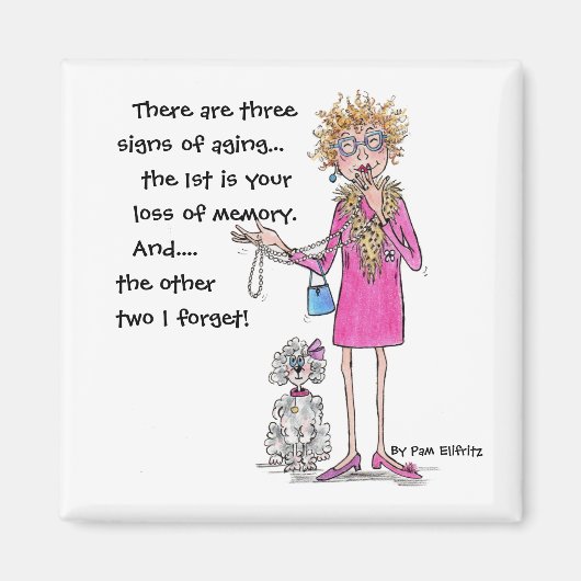 Waterverf schets Vrouw Drie tekens van ouder worde Magneet (Voorkant)