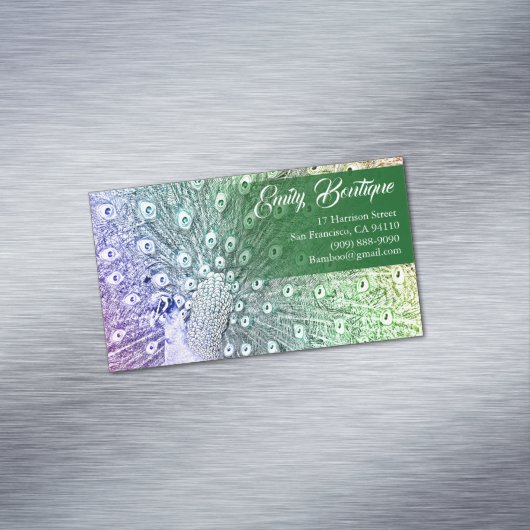 Waterverf schetsen Peacock met Fancy staartoppervl Magnetisch Visitekaartje (Voorbeeld)