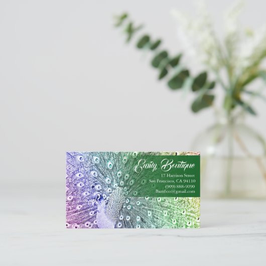 Waterverf schetsen Peacock met Fancy staartoppervl Visitekaartje (Staand voorkant)