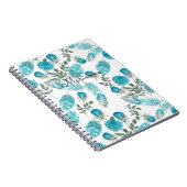 Waterverf schetste blauwe veren bloemen wit notitieboek (Rechterzijde)