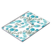 Waterverf schetste blauwe veren bloemen wit notitieboek (Linkerzijde)