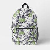 waterverf schetste gedetailleerd van groene blader bedrukte rugzak (Voorkant)