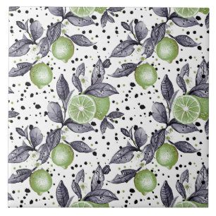 waterverf schetste gedetailleerd van groene blader tegeltje