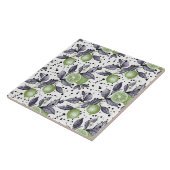 waterverf schetste gedetailleerd van groene blader tegeltje (Zijkant)