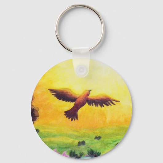 waterverf schilder adelaar die in opstand komt sleutelhanger (Voorkant)