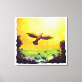 waterverf schilder  adelaar stijgend in lucht canvas afdruk