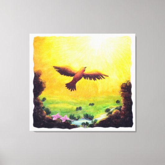 waterverf schilder  adelaar stijgend in lucht canvas afdruk (Voorkant)