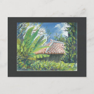 Waterverf Schilder Briefkaart Okinawa Fukugi