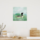Waterverf Schilder Loon Bird Lake Art wildernis Poster (Keuken)