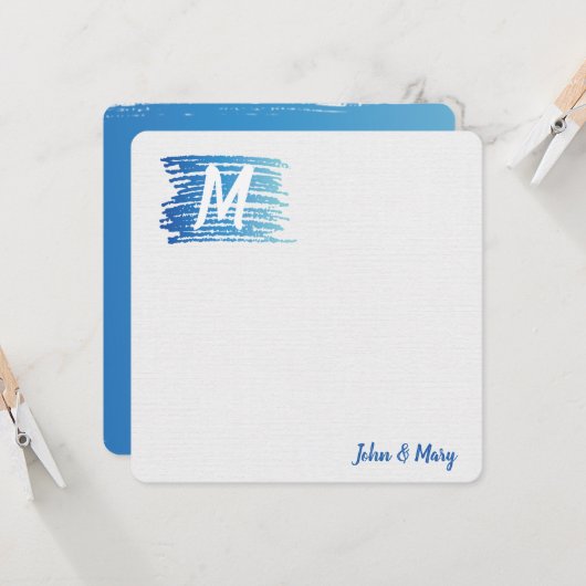 Waterverf Schilder met monogram Kaart (Voorkant / Achterkant in situ)