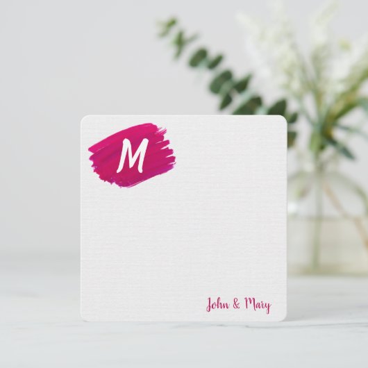 Waterverf Schilder met monogram Kaart (Staand voorkant)