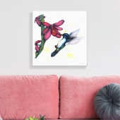 waterverf schilder van kolibrie en orchidee canvas afdruk (Insitu (Woonkamer))