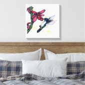 waterverf schilder van kolibrie en orchidee canvas afdruk (Insitu (Slaapkamer))
