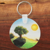 waterverf schilderboom kunst natuur landschap sleutelhanger (Voorkant)