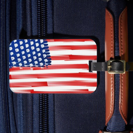 Waterverf schilderde Amerikaanse vlag Bagagelabel (Voorkant Insitu 4)