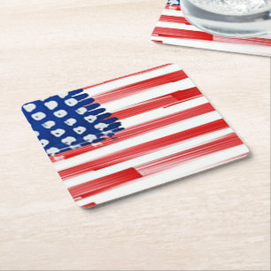 Waterverf schilderde Amerikaanse vlag Kartonnen Onderzetters
