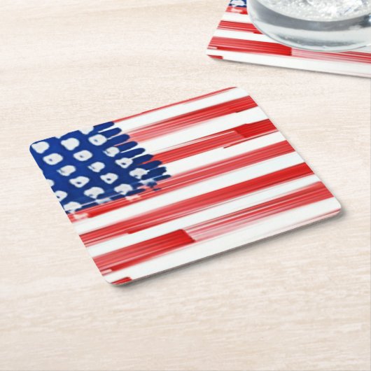 Waterverf schilderde Amerikaanse vlag Kartonnen Onderzetters (Schuin)