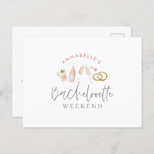 waterverf schilderde drinken bachelorette weekeind uitnodiging briefkaart