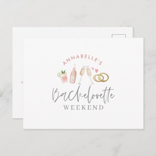 waterverf schilderde drinken bachelorette weekeind uitnodiging briefkaart (Voorkant / Achterkant)