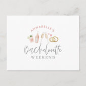 waterverf schilderde drinken bachelorette weekeind uitnodiging briefkaart (Voorkant)