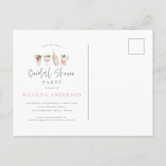 waterverf schilderde drinken vrijgezellenfeest par uitnodiging briefkaart (Achterkant)