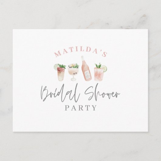 waterverf schilderde drinken vrijgezellenfeest par uitnodiging briefkaart (Voorkant)