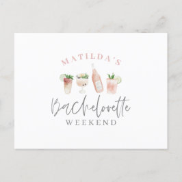 waterverf schilderde drinken weekend bachelorette uitnodiging briefkaart