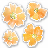 Waterverf schilderde oranje papaverbloemen sticker (Voorkant)