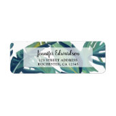 Waterverf schilderde tropische groene bladeren per etiket (Voorkant)