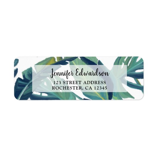 Waterverf schilderde tropische groene bladeren per etiket (Voorkant)