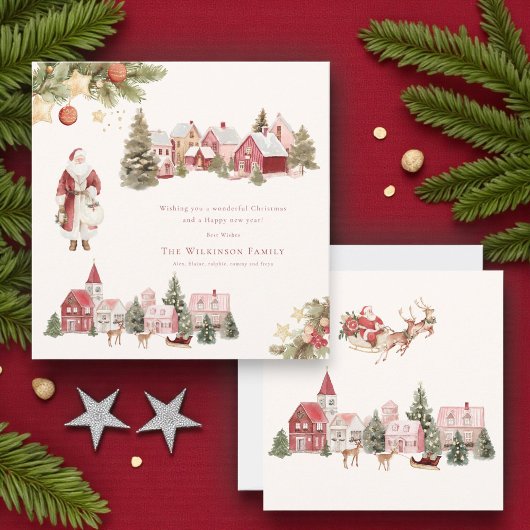 waterverf schilderde vrolijk kerstfeest feestdagenkaart