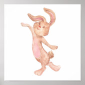 Waterverf schilderde Whimsical Bunny Rabbit Cute Poster (Voorkant)
