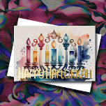 Waterverf Schilderen Abstract Chanoeka Menorah Folie Feestdagenkaart<br><div class="desc">Waterverf Schilderen Abstract Chanoeka Menorah</div>