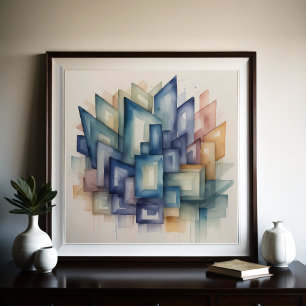 Waterverf Schilderen Abstract Modern Geometrisch 1 Poster