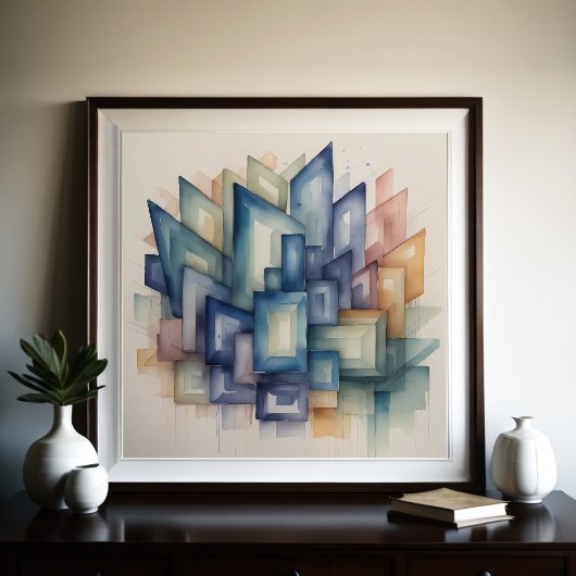 Waterverf Schilderen Abstract Modern Geometrisch 1 Poster