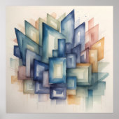 Waterverf Schilderen Abstract Modern Geometrisch 1 Poster (Voorkant)