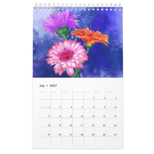 Waterverf Schilderen Bloemen Kalender (Jul 2027)