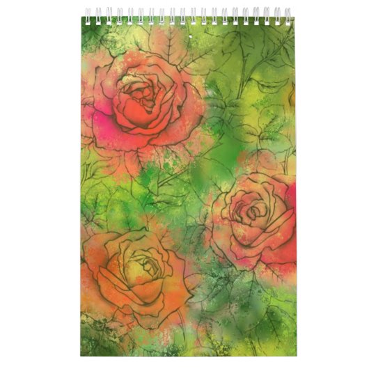 Waterverf Schilderen Bloemen Kalender (Hoes)