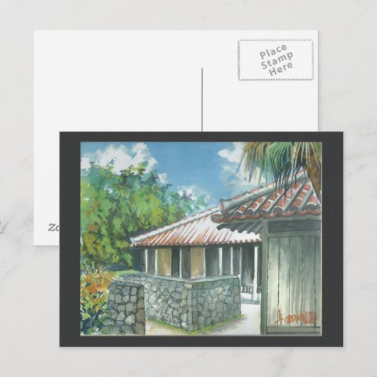 Waterverf Schilderen Briefkaart Okinawa Ishigaki (Voorkant / Achterkant)