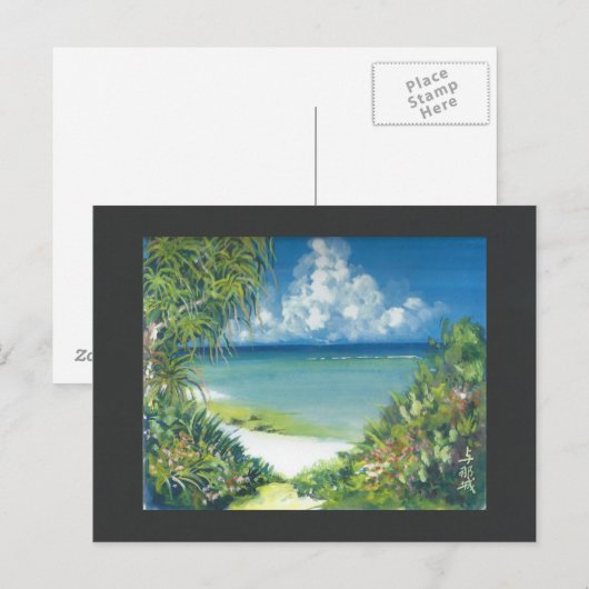 Waterverf Schilderen Briefkaart Okinawa Shore (Voorkant / Achterkant)