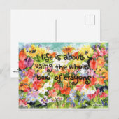 waterverf schilderen brite bloemen + gezegde briefkaart (Voorkant / Achterkant)